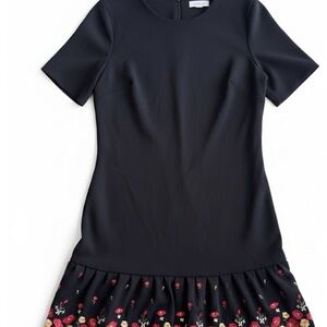 Calvin Klein Black Dress with Floral Hem